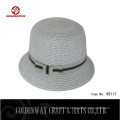 El sombrero de encargo del cubo de la trenza de papel con la venda puede imprimir insignia para las señoras
